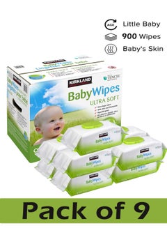 Buy 9-Piece Ultra Soft Baby wet Wipes 9x100 Sheets in UAE
