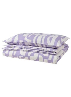 Buy Duvet Cover and Pillowcase White Lilac 150x200 50x80 Cm in Saudi Arabia