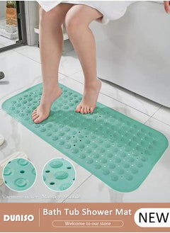 Buy Anti Slip Bathroom Mat Shower Mat Waterproof Mat Foot Massage Mat With Drain Holes And Suction Cups 35*69cm Bath Mat For Tub, Toilet And Bathroom Floors Green in UAE