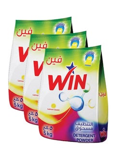 Buy Superior Laundry Detergent Washing Powder for White and Coloured Clothes - Lemon Scent 5KG Pack of 3 in UAE