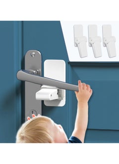 Buy 3-Piece Childproof Door Lever Lock Baby Safety Door Handle Lock Baby Proofing Door Locks for Children Without Drilling for Bedroom Bathroom Kitchen in Saudi Arabia