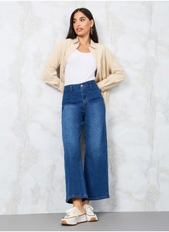 اشتري Mid Rise Wide Leg Cropped Jeans في السعودية