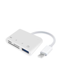 اشتري 4-In-1 Lightning To USB Connection Kit For iPhone & iPad, Portable Memory Card Reader` White في الامارات