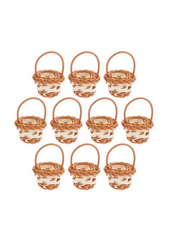 اشتري 10 Pcs Mini Woven Baskets, Beautiful Flower Girl Baskets, Miniature Picnic Baskets, Perfect for Picnic Wedding Birthday Rustic Farmhouse Decor في السعودية