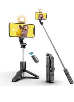 اشتري Selfie Stick,Extendable Selfie Stick Tripod，With wireless remote control and fill light，Compact Size & Lightweight with All Cell Phone في الامارات