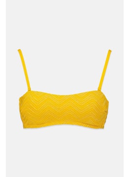 Buy Women Padded Removable Strep Bikini Top, Yellow in Saudi Arabia