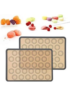 Buy Silicone Baking Mat, 2 Pieces Reusable Food Grade Silicone Sheets, Non-Stick Macaron Baking Supplies, Easy to Clean, Silicone Baking Non-Slip Mat for Bread Making Pastry Cake Cream Pizza in Saudi Arabia