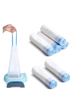 اشتري 90Pcs Portable Potty Chair Liners with Drawstring Bags Disposable, Travel Universal Toilet Seat Cleaning Bag for Kids Toddlers Outdoors Blue في الامارات