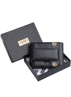 Buy Fend Genuine Leather Card Holder Wallets with RFID Blocking for Men's and Women's Black in UAE