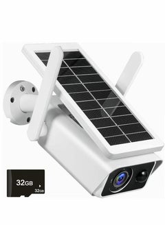 Buy 3MP Solar Camera Battery Powered WiFi IP Camera, Surveillance Security Camera Weatherproof IP66 PIR Alarm Night Vision(with 32GB SD Card) in Saudi Arabia