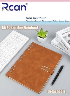 Buy A5 PU Leather Notebook Soft Cover Binder Paperback Travel Diary With Magnetic Buckle Thickened Detachable Padded Meeting Record Book Suitable for Business Office School Students Family Writing in Saudi Arabia