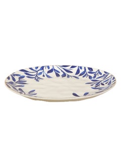 Buy Elegance Leaf Dinner Plate White/Blue 26 cm in UAE