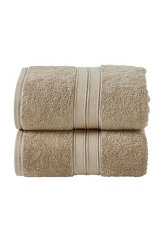 Buy Premium 100 % Combed Cotton 2-Pcs Bath Sheet Set (85 X 172 CM) 600 GSM Large Towel, Highly Absorbent, Quick Dry,Best Towel for Bathroom, Spa And Hotel,Light Beige in Saudi Arabia