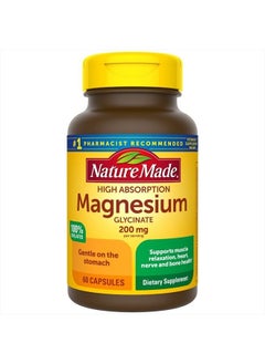 Buy Magnesium Glycinate 200 mg per Serving, Dietary Supplement for Muscle, Heart, Nerve and Bone Support, 60 Capsules, 30 Day Supply in UAE