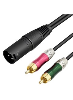 اشتري XLR to 2 RCA Y Splitter Audio Cable, 0.5 M Unbalanced 3 Pin XLR Male to Dual RCA Male, Stereo Breakout Cable Adapter Amplifier, Gold Plated Plugs for Microphone Mixing Consoles في السعودية