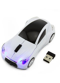 Buy M MIAOYAN sports car style wireless mouse 2.4g creative computer accessories photoelectric car mute mouse white in Saudi Arabia