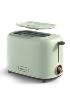 Buy 2 Slice Electric Bread Toaster 650W Stainless Steel with Dust Cover and Crumb Tray - Light Green in UAE