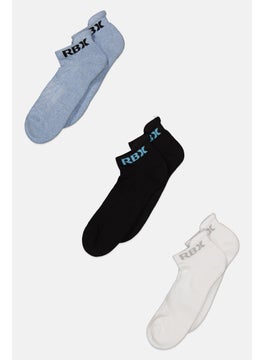 اشتري Men 3 Pairs Ankle Sports Socks, Blue/White/Black في الامارات