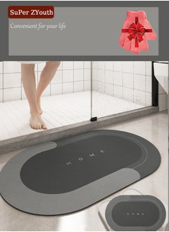 Buy Diatom Round Floor Mat with Free Shower Gloves, Non-Slip Bathroom Floor Mat, Quick-Drying and Easy-to-Clean Door Rug Mat, Super Absorbent Shower Carpet, Bathroom/Toilet/Kitchen/Entrance/Tub  50x80cm in Saudi Arabia