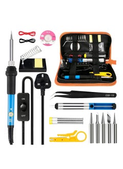 Buy Soldering Iron Kit, 90W Adjustable Temperature Soldering-Iron Gun Kit Welding Tool with 5 Soldering Tips, Desoldering Pump, Tin Wire Tube, Soldering Iron Stand, Tweezers in Saudi Arabia