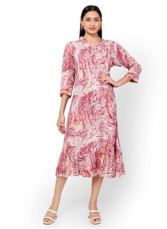 Buy MARBLE PRINT LIGHT RED COLOUR SOFT VSCOSE FORMAL STYLED SHORT STYLISH ARABIC KAFTAN JALABIYA DRESS in Saudi Arabia