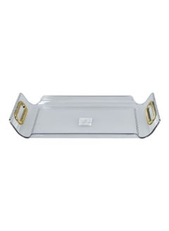 Buy Rectangular Raised Edge Serving Tray with Handle Clear and Brown Medium Y1K150048-CL in Saudi Arabia