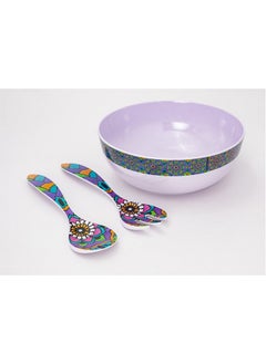 Buy Bright Designs Melamine Round Serving Bowl Mandala with spoon and fork 3pieces in Egypt