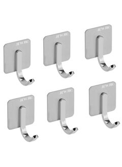 اشتري Self Adhesive Hooks 6Packs Stainless Steel Adhesive Door Hooks Coat Hooks AntiRust Waterproof Sticky Hooks for Kitchen Bathroom Office Toilet No Drill Glue Needed في الامارات