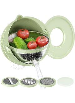 Buy 360° Rotating Vegetable Washing Basin,Multi-functional 4-in-1 Design,Safe Material,With Shredder,Suitable for Washing Fruits/Vegetables/Rice(Green) in Saudi Arabia