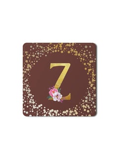 اشتري Designer Leather Coasters Mat for Beverage Drinks- Custom Monogram Initial Letter Floral Pattern Alphabet - Z (Brown) في الامارات