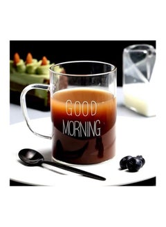 اشتري Premium Thermal Glass Mugs with Printed Good Morning and Handles for Juice Tea Coffee 450ml في مصر