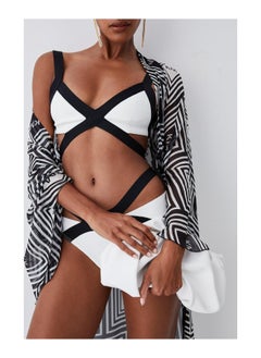 Buy Bandage Colour Block Strappy Bikini Top in UAE