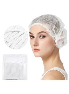 Buy 100 Pcs Disposable Hair Hat Net Cap Non-Woven Head Cover Hat For Food Catering Kitchen And Restaurants Hair Net White in UAE