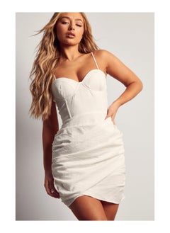 اشتري Linen Cupped Strappy Ruched Mini Dress في السعودية