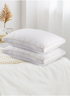 Buy Hotel Pillow Microfiber with Double Golden Prime for Your Home Bed - White - 90x50 cm in Saudi Arabia