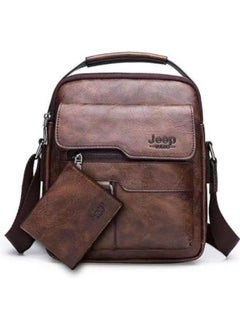 Buy Men's Messenger Bag Leather Crossbody Sling Bag Business Tote Brown in Saudi Arabia