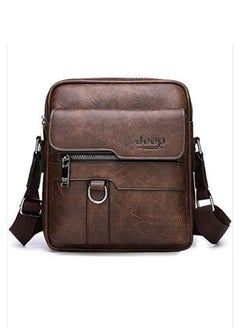 اشتري Classic pocket men's leather crossbody bag, Brown color في مصر