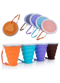 Buy Collapsible Cup for Traveling, Silicone Camping Cup, Foldable Cup with Lid, Portable Cup for Camping, Hiking, Outdoors, Travel, Folding Cup Pocket Size, Expandable Drinking Cup Portable Set Portable in UAE