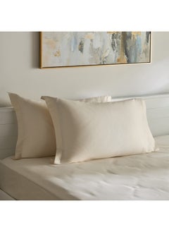 Buy Opulent Luxe 2-Piece Cotton Solid Pillowcase Set 75 x 50 x 5 cm in Saudi Arabia