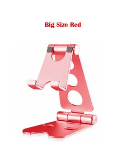 Buy Portable Aluminum Alloy Cell Phone Holder Foldable Metal Desktop Mobile Phone Tablet Stand Red in UAE