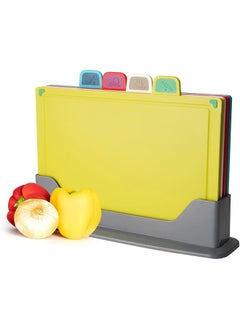 Buy Plastic Cutting Board with Storage Shelf (set of 4), for Kitchen Different Food Types,Color-Coded Dishwasher-Safe Non-Slip,with Space Saving Storage Case (green) in Saudi Arabia