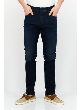 Buy Men Slim Fit Solid Stretchable Denim, Dark Navy in UAE