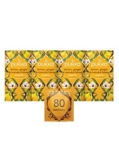 Buy Lemon Ginger And Manuka Honey Organic Herbal Tea 20 Envelopes Pack of 4 in UAE