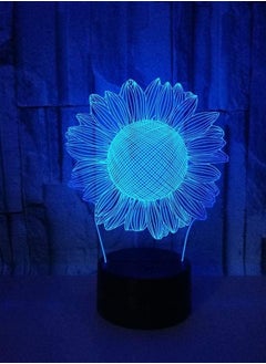 Buy 7/16 Color Changing Visual Sunflower Model 3D LED Nightlight Table Lamp Baby Sleep Light Home for Bedroom Bedside Decoration Gifts in UAE