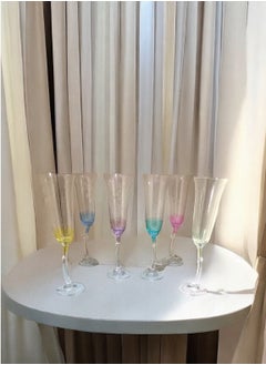 Buy Set of 6 Pcs Multicolor Champagne Glass 190 ml in Egypt