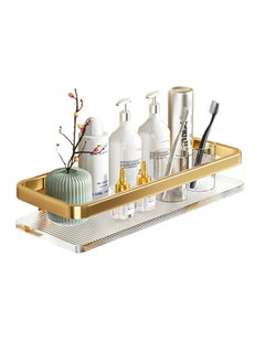 Buy Bathroom Shelves Wall Mounted Shower Shelf No Drill Shower Shelves Adhesive Multifunctional Space Aluminum Acrylic for Bathroom Toilet Silver (Gold) in UAE