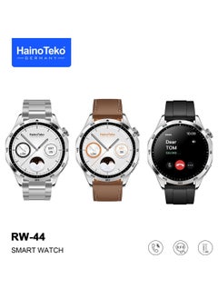 Buy Haino Teko Germany RW44 Round Screen AMOLED Display Smart Watch With 3 Pair Straps and Wireless Charger For Gents and Boys Silver in UAE