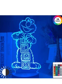 Buy 3D Illusion Lamp LED Multicolor Night Light Sesame Street Muppet Elmo Figure Kids Touch Sensor 7/16 Colors with Remote for Home Decor Table Lamp Gift in UAE