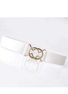 Buy Single Loop Japanese Simple Elastic Women's Dress Slim Fit Round Loop Buckle Belt  71cm  White in UAE