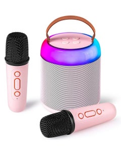 Buy Mini Karaoke Machine, Portable Bluetooth Speaker with 2 Wireless Microphones and Colorful Lights, Portable Speaker with Microphone in Saudi Arabia